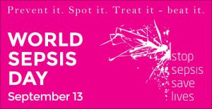 World sepsis day logo on pink background