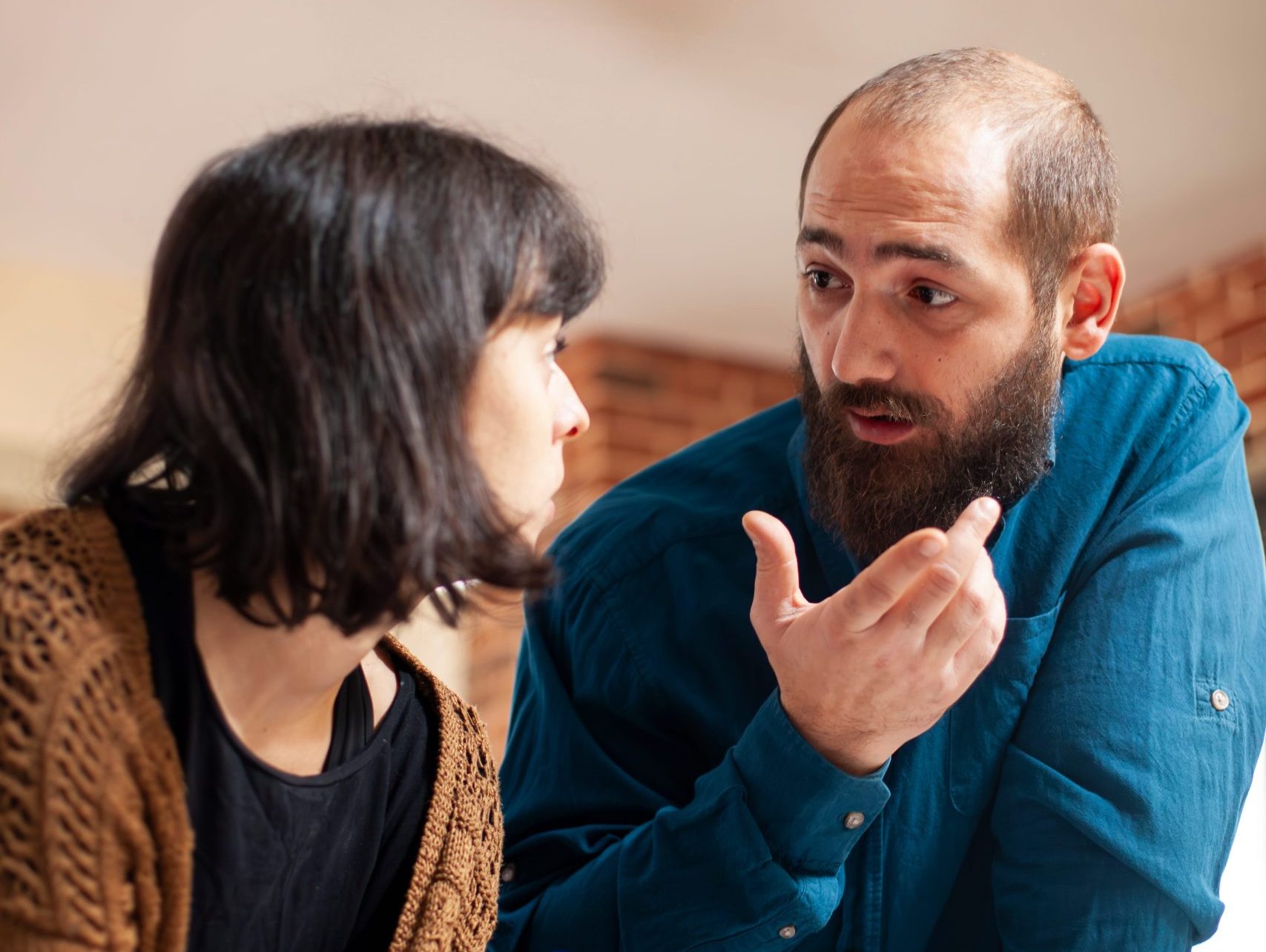 Two people having a difficult discussion