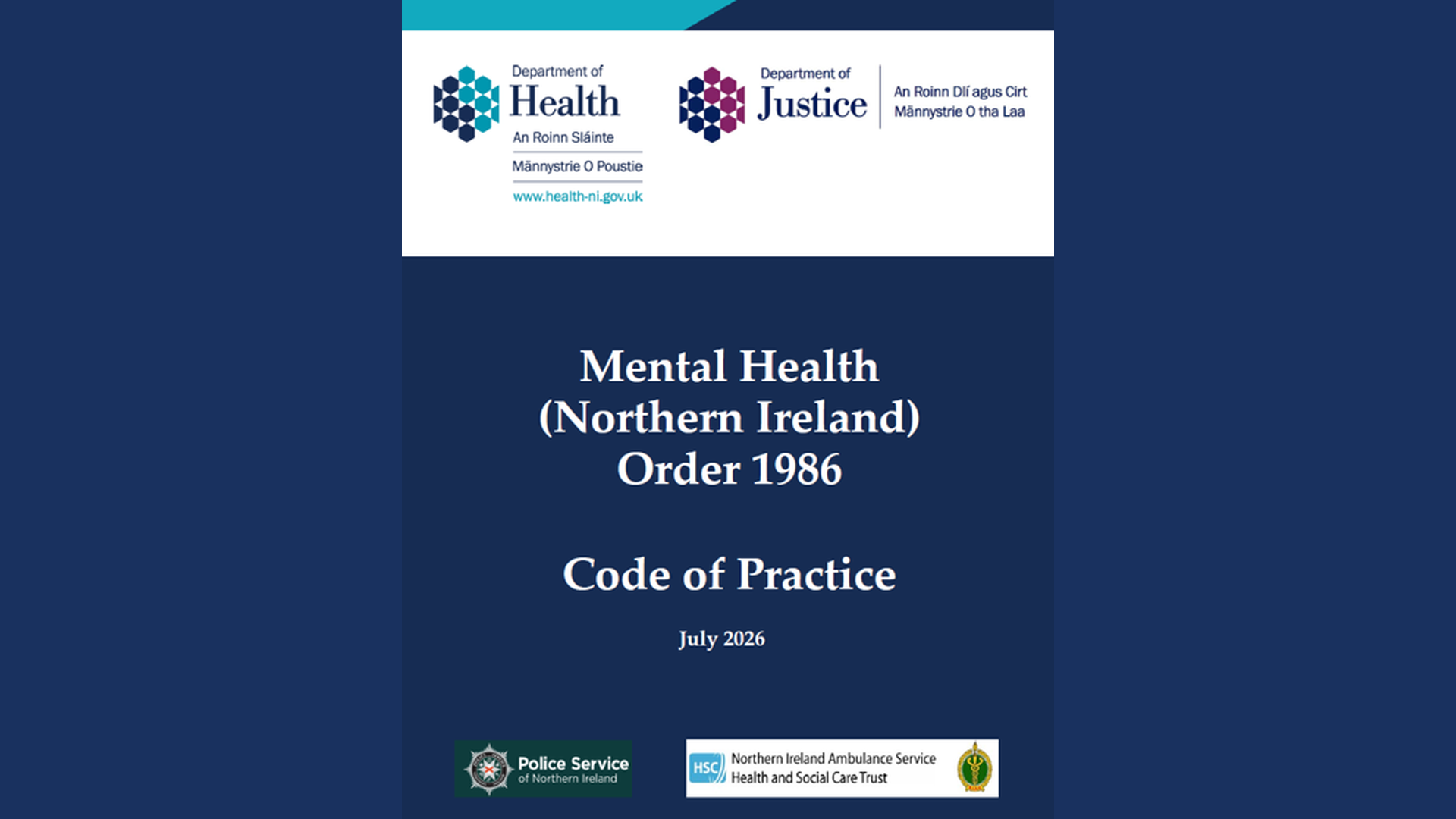 Coverpage for MHO Code of Practice
